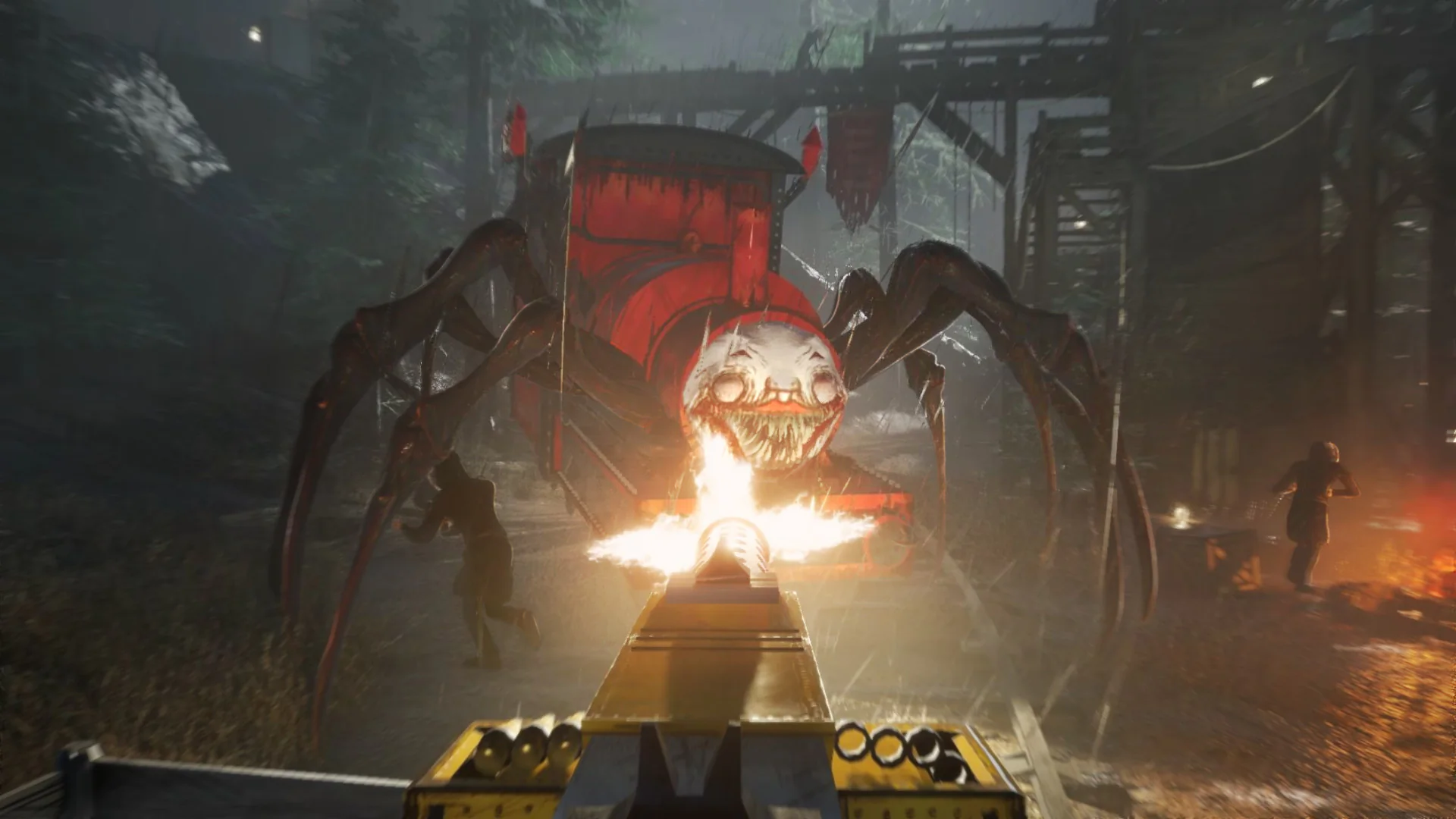 Charles chasing a train